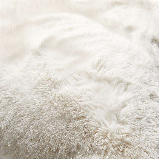 Ivory 23"x23" Faux Fur Throw Pillow