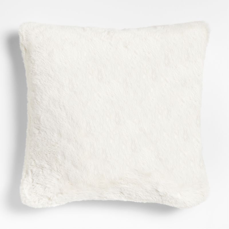 Ivory 23"x23" Faux Fur Throw Pillow with Feather Insert