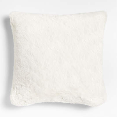 Ivory 23"x23" Faux Fur Throw Pillow Cover