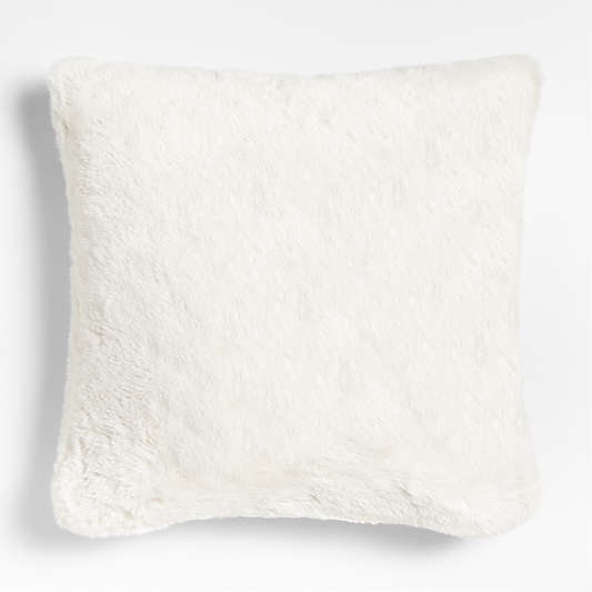 Ivory 23"x23" Faux Fur Throw Pillow