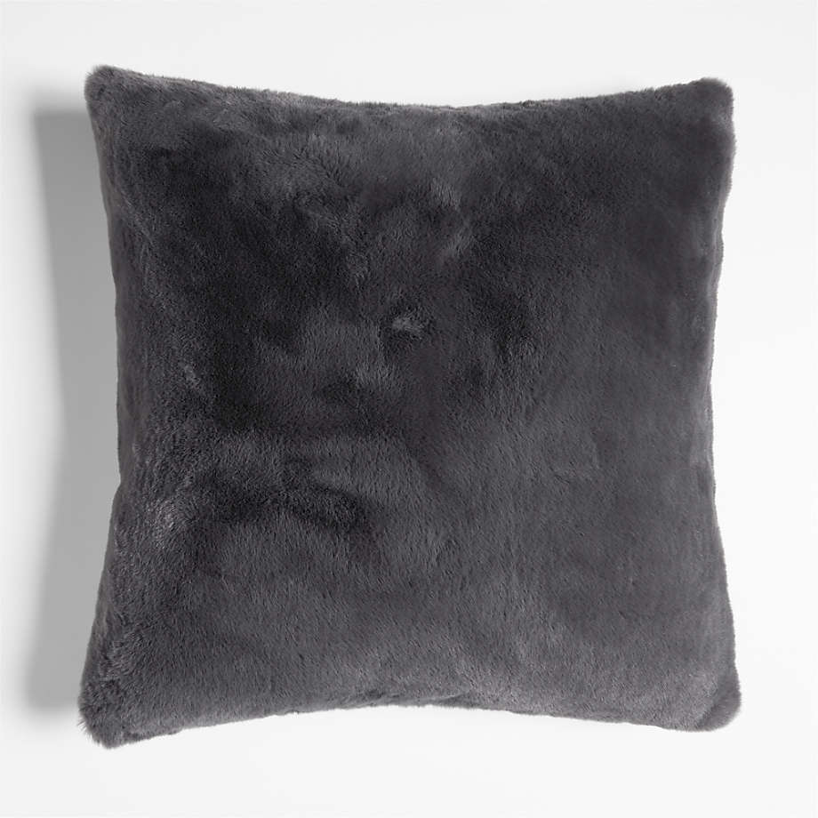 Storm Grey Faux Fur 23"x23" Throw Pillow Cover