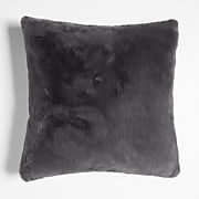 Storm Grey Faux Fur 23x23 Throw Pillow Cover