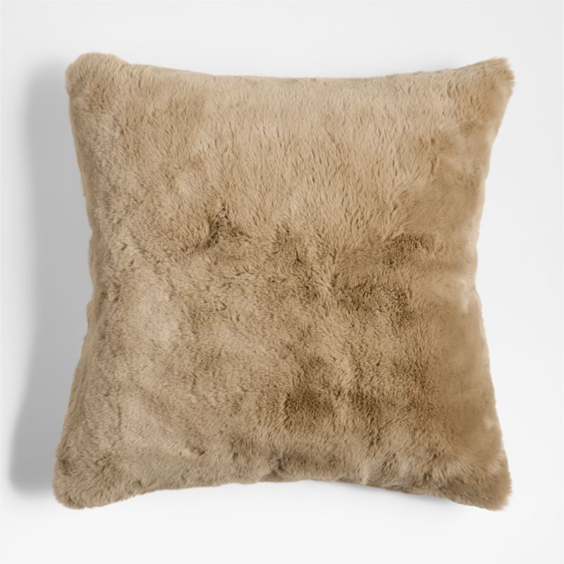 Sierra Tan Faux Fur 23"x23" Throw Pillow with Feather Insert - image 0 of 7