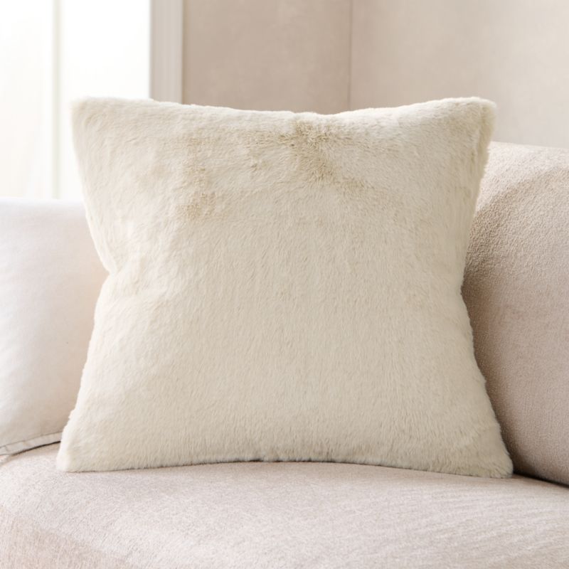 Viewing product image Travertine Beige Faux Fur 23"x23" Throw Pillow Cover - image 1 of 8