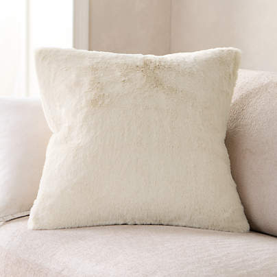 Travertine Beige Faux Fur 23"x23" Throw Pillow Cover