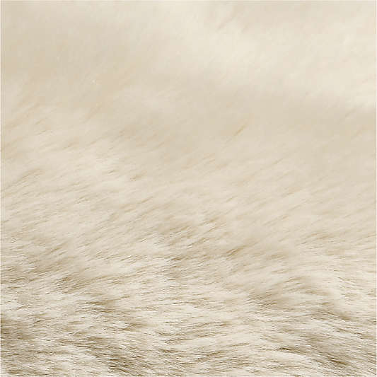 Travertine Beige Faux Fur 23"x23" Throw Pillow with Down-Alternative Insert