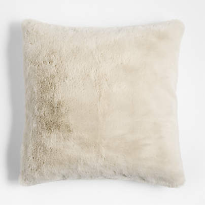 Travertine Beige Faux Fur 23x23 Throw Pillow Cover