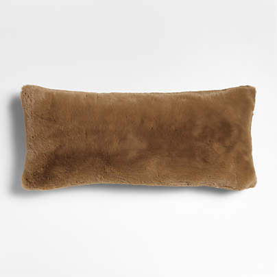 Caramel Brown Faux Fur Throw Pillow Cover 36"x16"