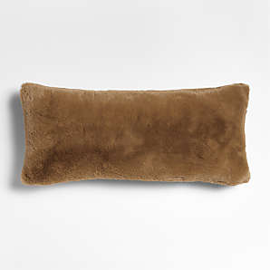 Tuck Brown Linen Modern Throw Pillow with Feather-Down Insert 20