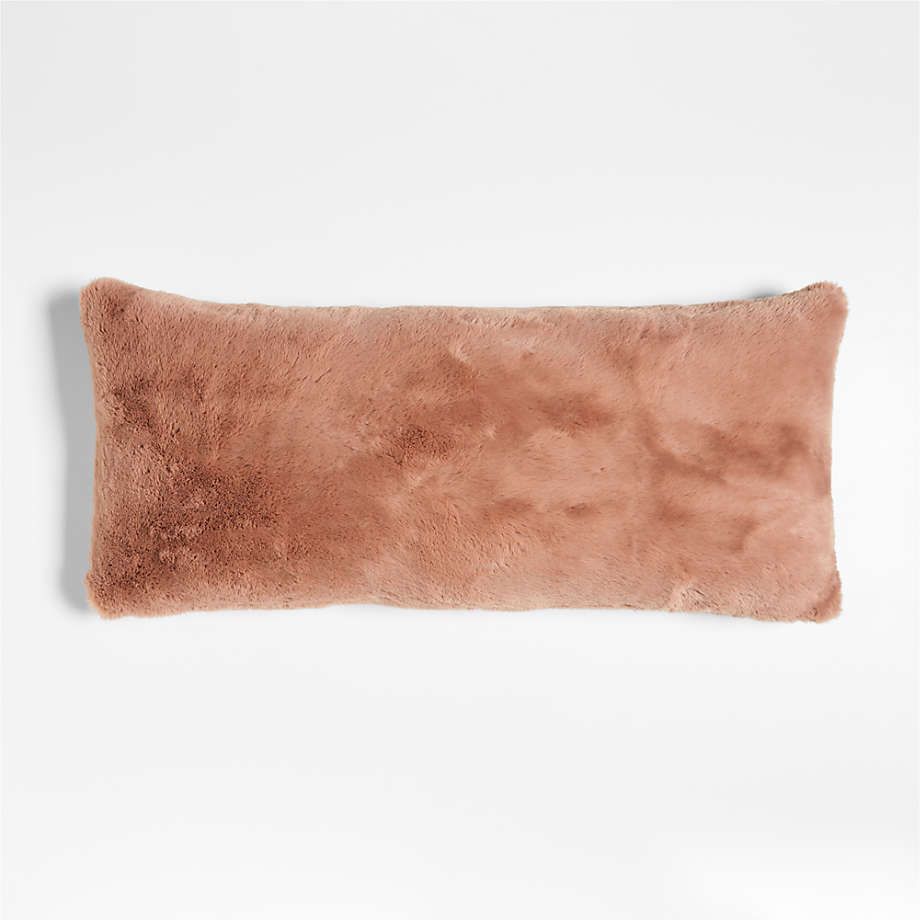 Terracotta Faux Fur 36"x16" Throw Pillow Cover