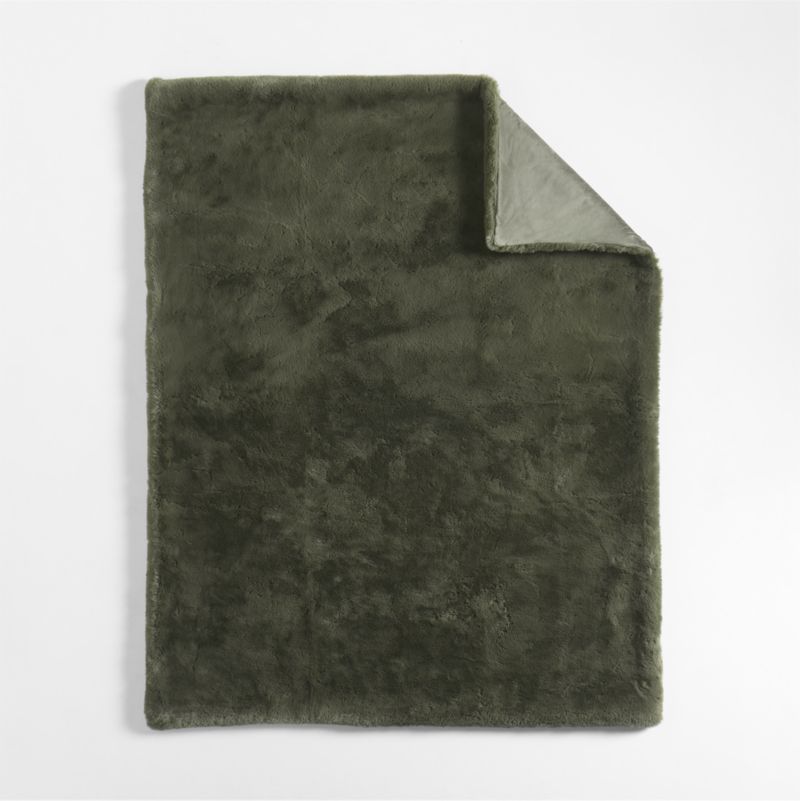 Faux Fur 70"x55" Burnt Green Throw Blanket - image 3 of 8