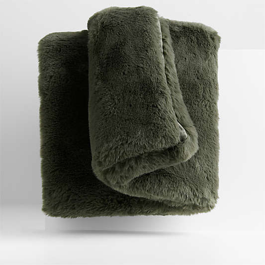 Faux Fur 70"x55" Burnt Green Throw Blanket