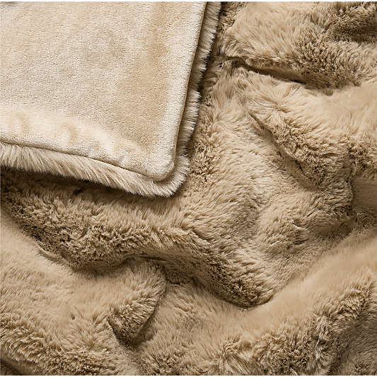 Faux Fur 70"x55" Sierra Tan Throw Blanket