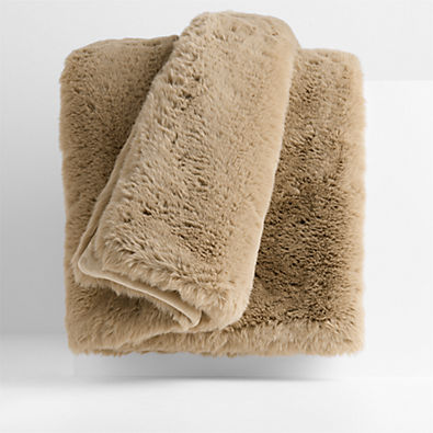 View Faux Fur 70"x55" Sierra Tan Throw Blanket details