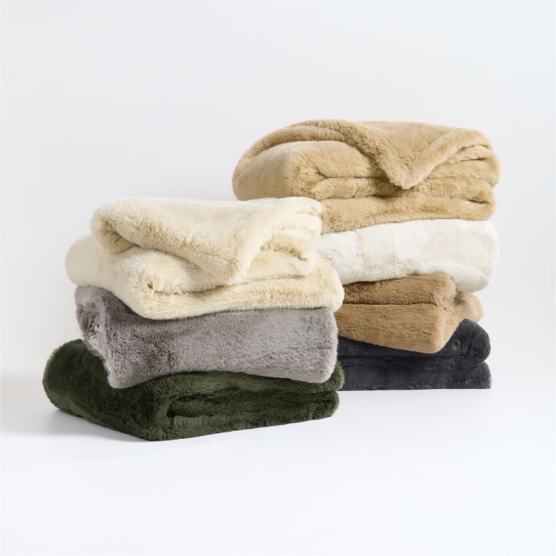 Faux Fur 70"x55" Burnt Green Throw Blanket - image 1 of 8