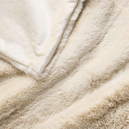 Faux Fur 70"x55" Travertine Beige Throw Blanket