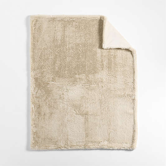 Faux Fur 70"x55" Travertine Beige Throw Blanket