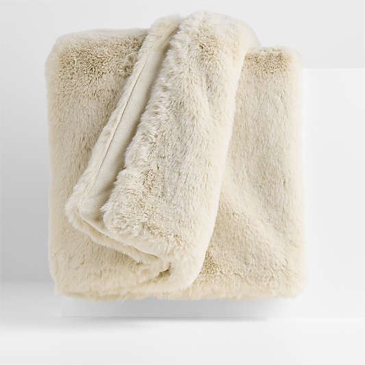 Faux Fur 70"x55" Travertine Beige Throw Blanket