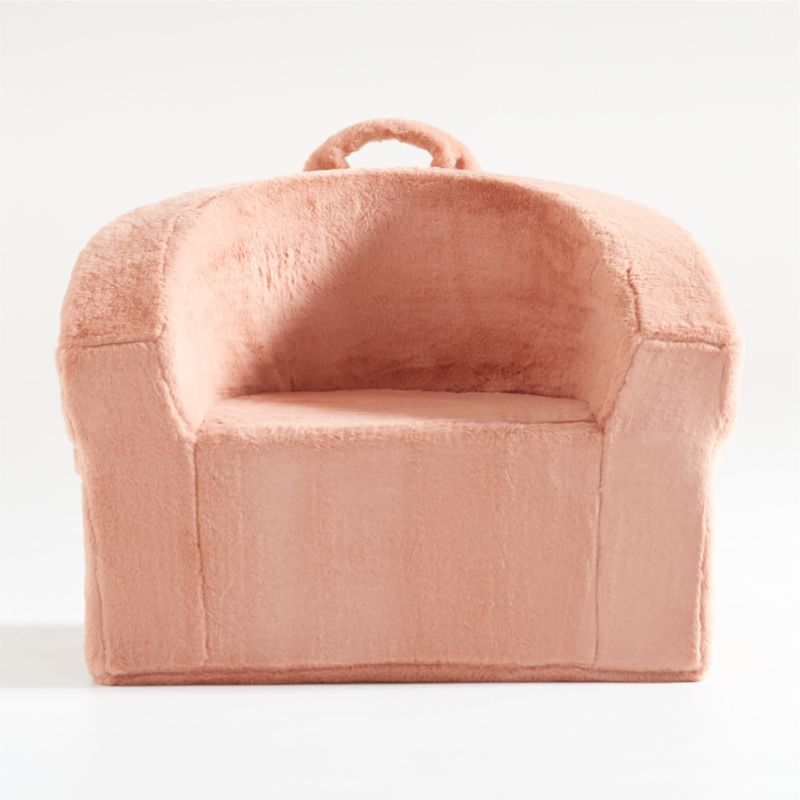 Large Terracotta Pink Faux Fur Kids Lounge Barrel Chair Cover