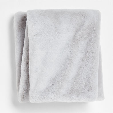 View Grey Faux Fur Baby Stroller Blanket details