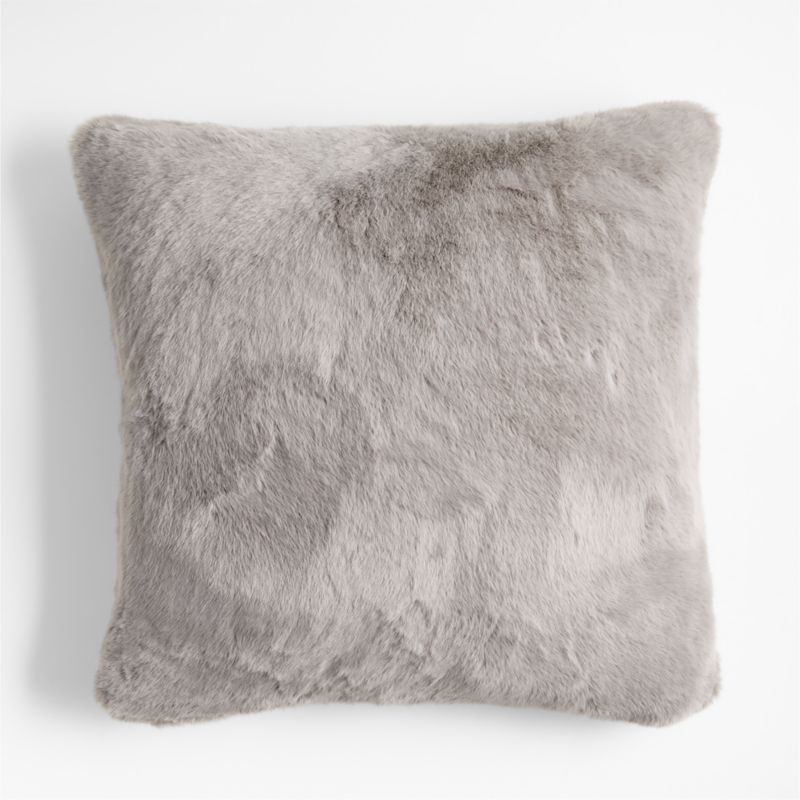 Glacial Grey Faux Fur 23"x23" Throw Pillow Cover