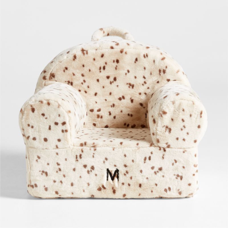 Large Light Brown Leopard Print Faux Fur Kids Lounge Nod Chair Cover