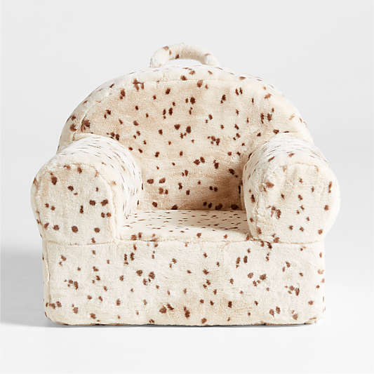 Large Light Brown Leopard Print Faux Fur Kids Lounge Nod Chair Cover