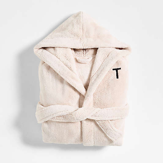 Large/Extra-Large Plush Faux Fur Calm Beige Hooded Bath Robe