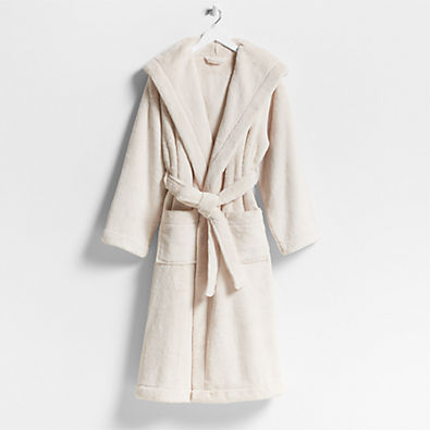 View Small/Medium Plush Faux Fur Calm Beige Hooded Bath Robe details