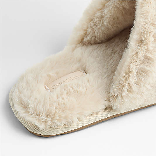 Large Faux Fur Calm Beige Slippers