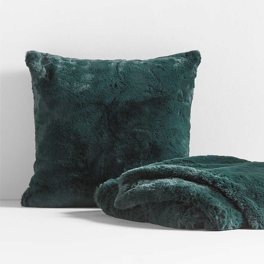 Broyhill Bristly Teal Faux Fur Outdoor Throw Pillow