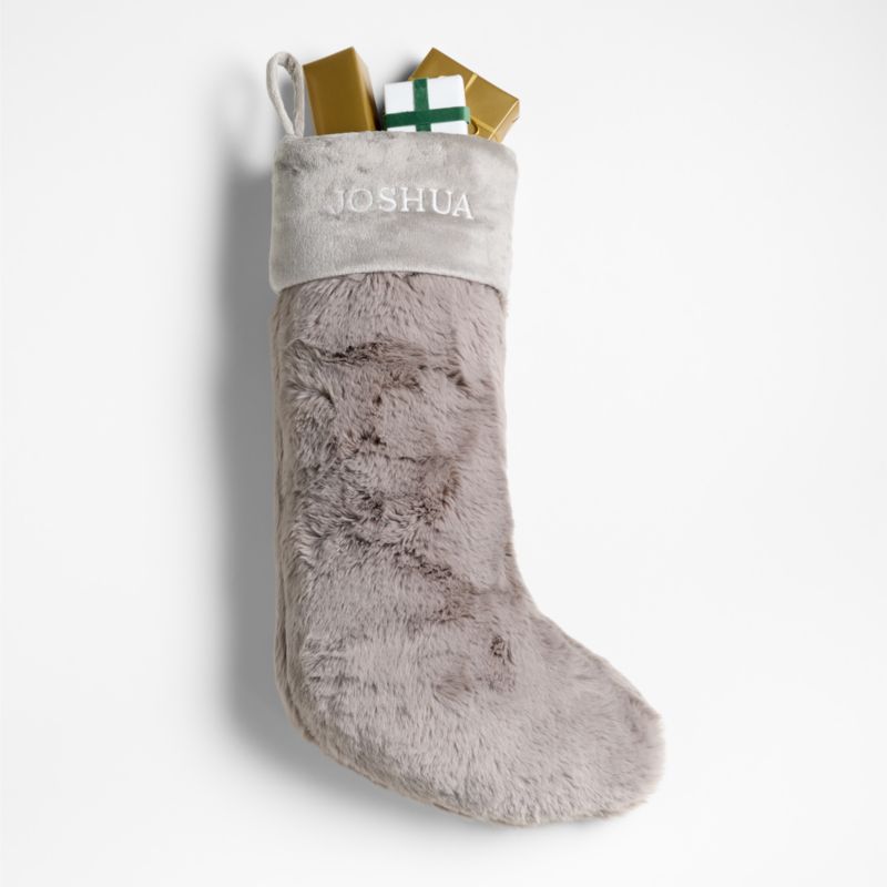 Glacial Grey Faux Fur Christmas Stocking - image 4 of 9