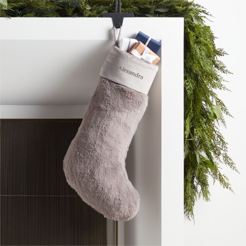 Glacial Grey Faux Fur Christmas Stocking - image 0 of 9