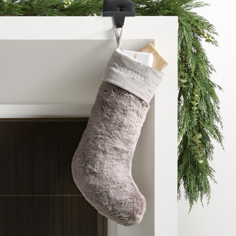 Glacial Grey Faux Fur Christmas Stocking - image 2 of 9