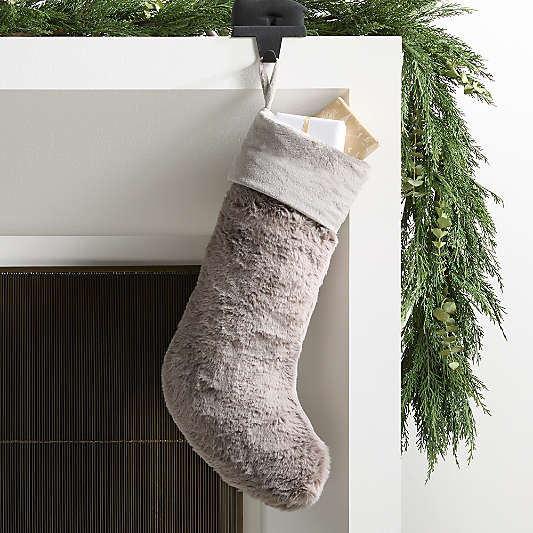 Glacial Grey Faux Fur Christmas Stocking