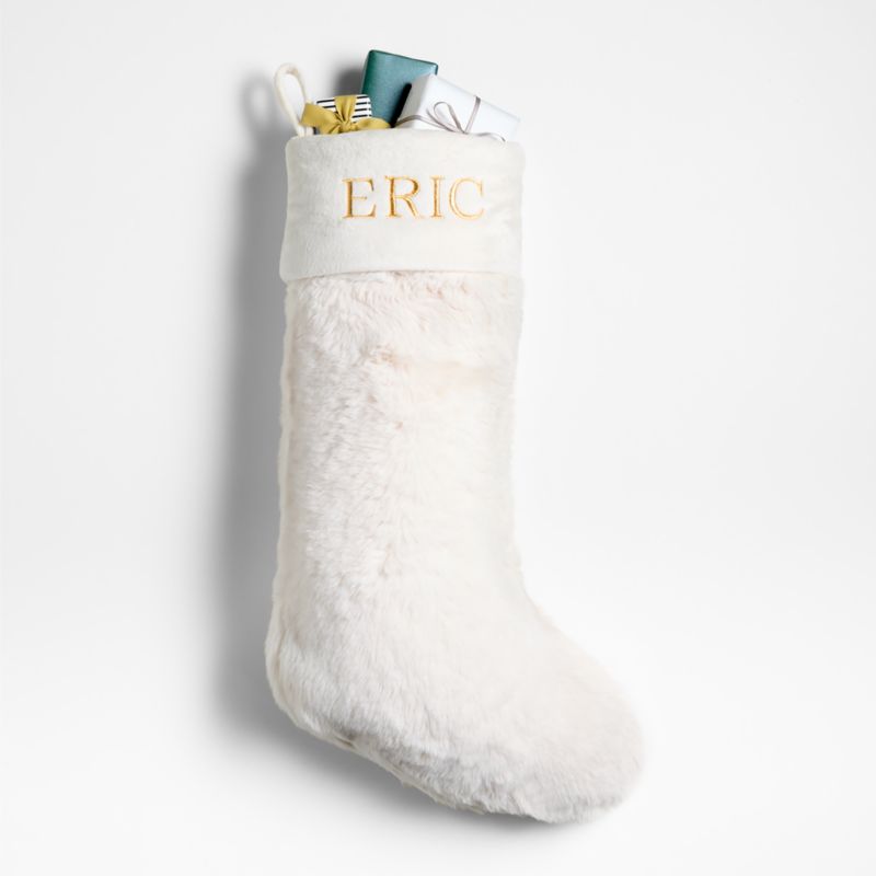 Warm White Faux Fur Christmas Stocking