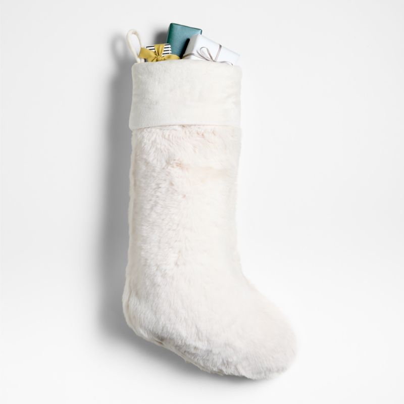 Warm White Faux Fur Christmas Stocking