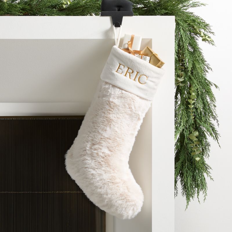 Warm White Faux Fur Christmas Stocking