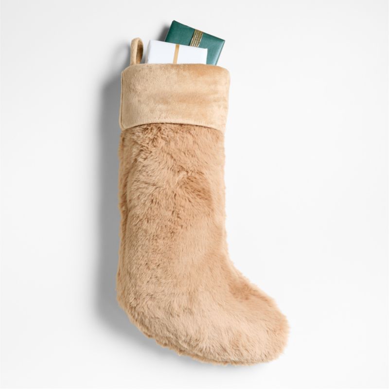 Tan Faux Fur Christmas Stocking - image 5 of 6