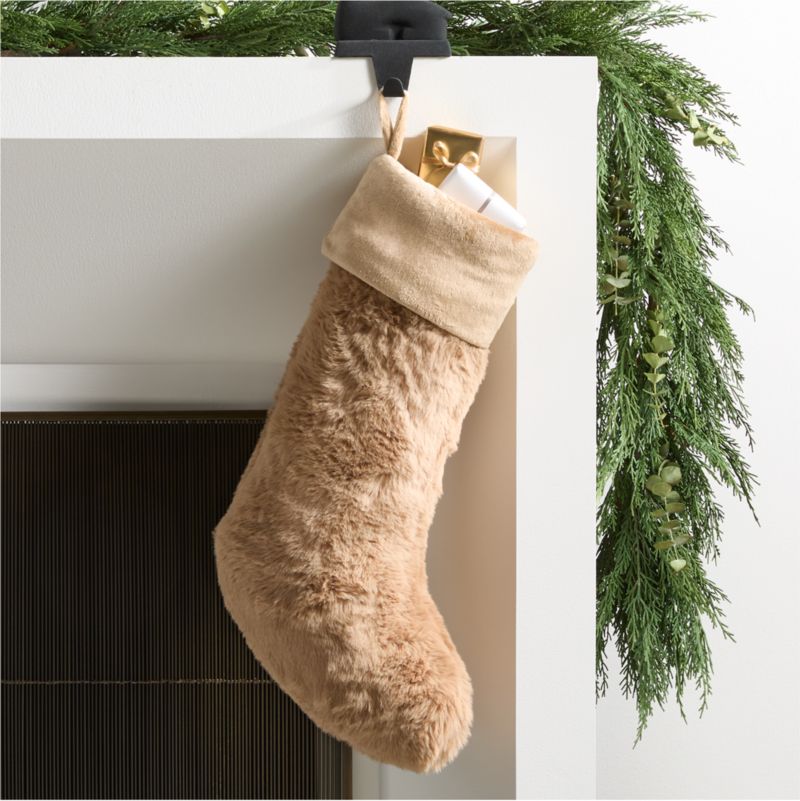 Viewing product image Tan Faux Fur Christmas Stocking - image 1 of 1