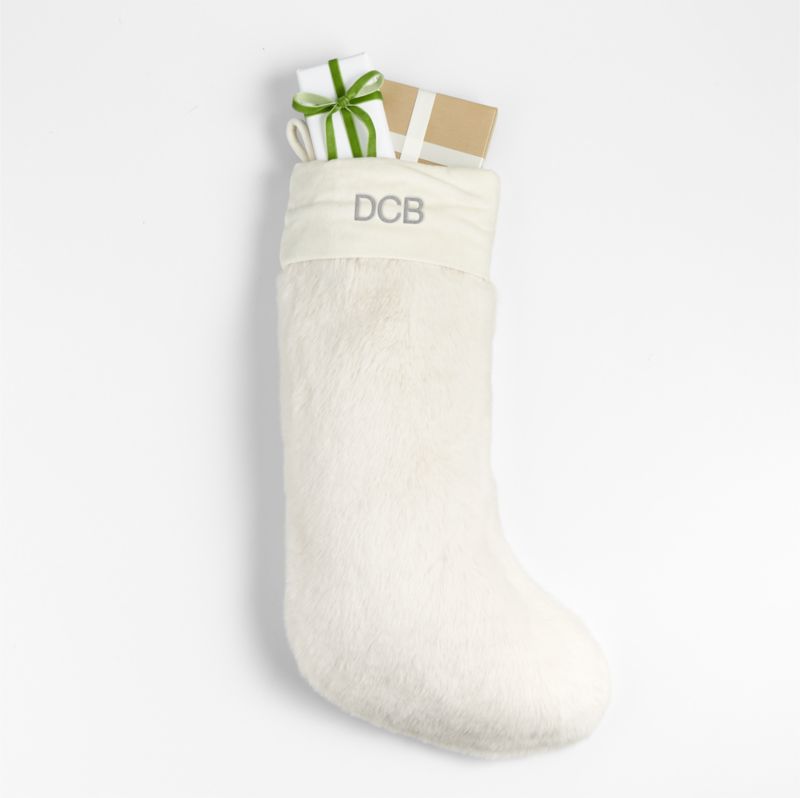 Warm White Faux Fur Christmas Stocking