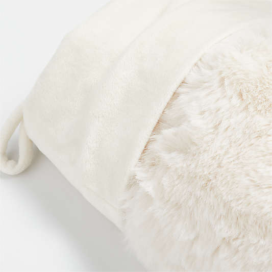 Warm White Faux Fur Christmas Stocking