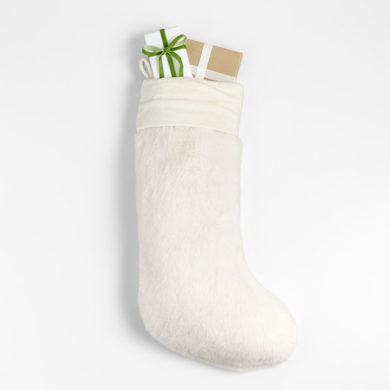 Warm White Faux Fur Christmas Stocking