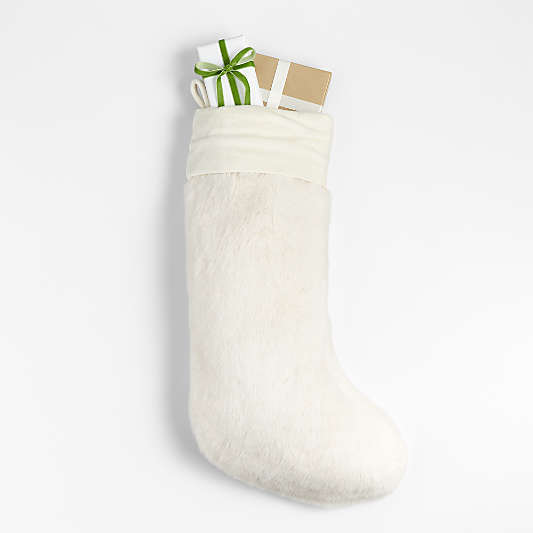 Winter White Faux Fur Christmas Stocking