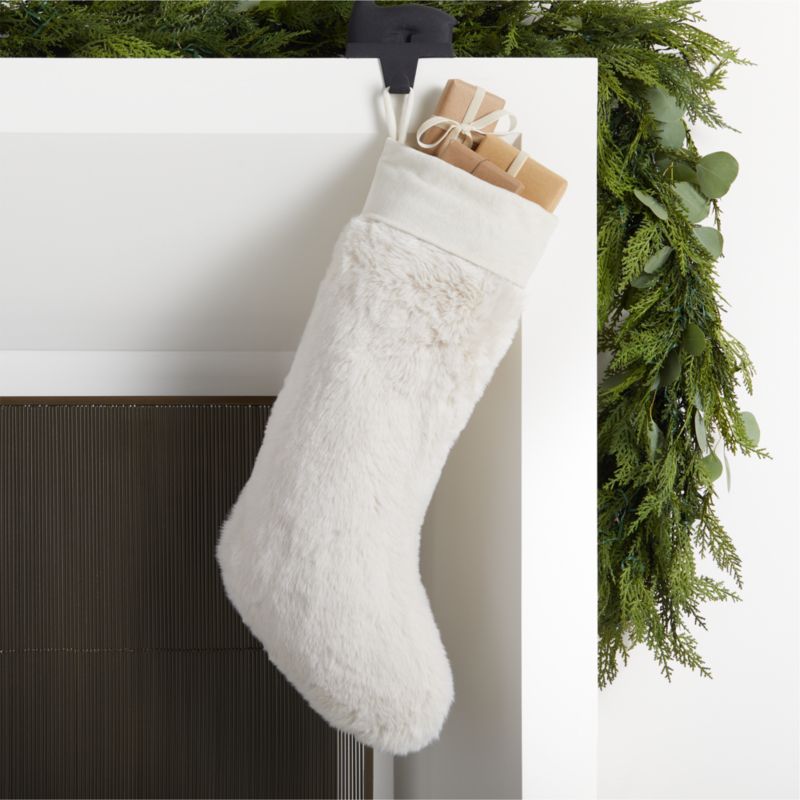 Warm White Faux Fur Christmas Stocking