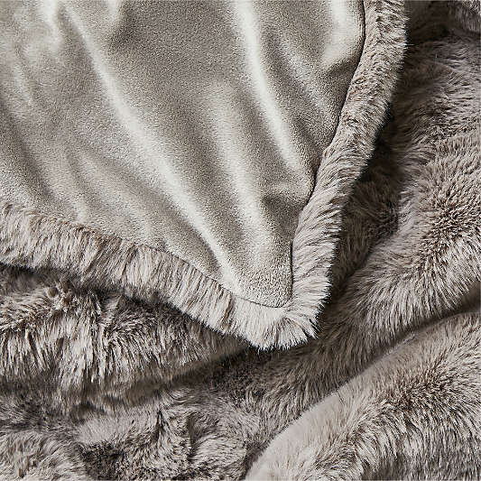 Glacial Grey Faux Fur 70"x55" Throw Blanket