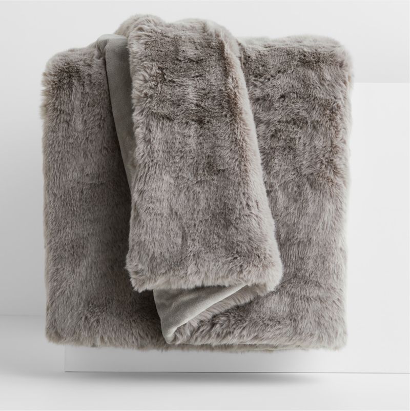 Glacial Grey Faux Fur 70"x55" Throw Blanket