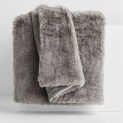 View Glacial Grey Faux Fur 70"x55" Throw Blanket details