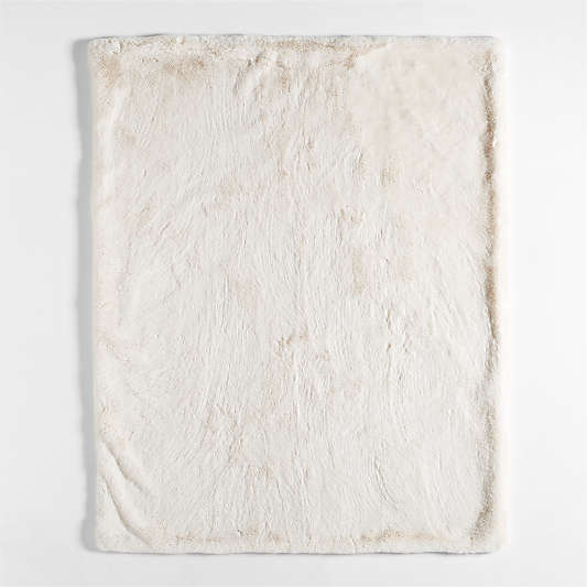 Ivory Faux Fur Throw Blanket 70"x55"