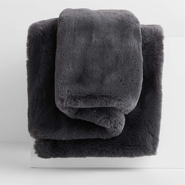 Gray faux fur discount throw